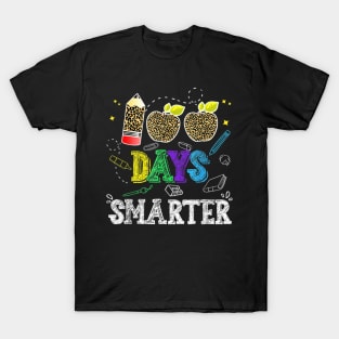 100 Days Smarter Teacher Student 100th Day of school Leopard T-Shirt